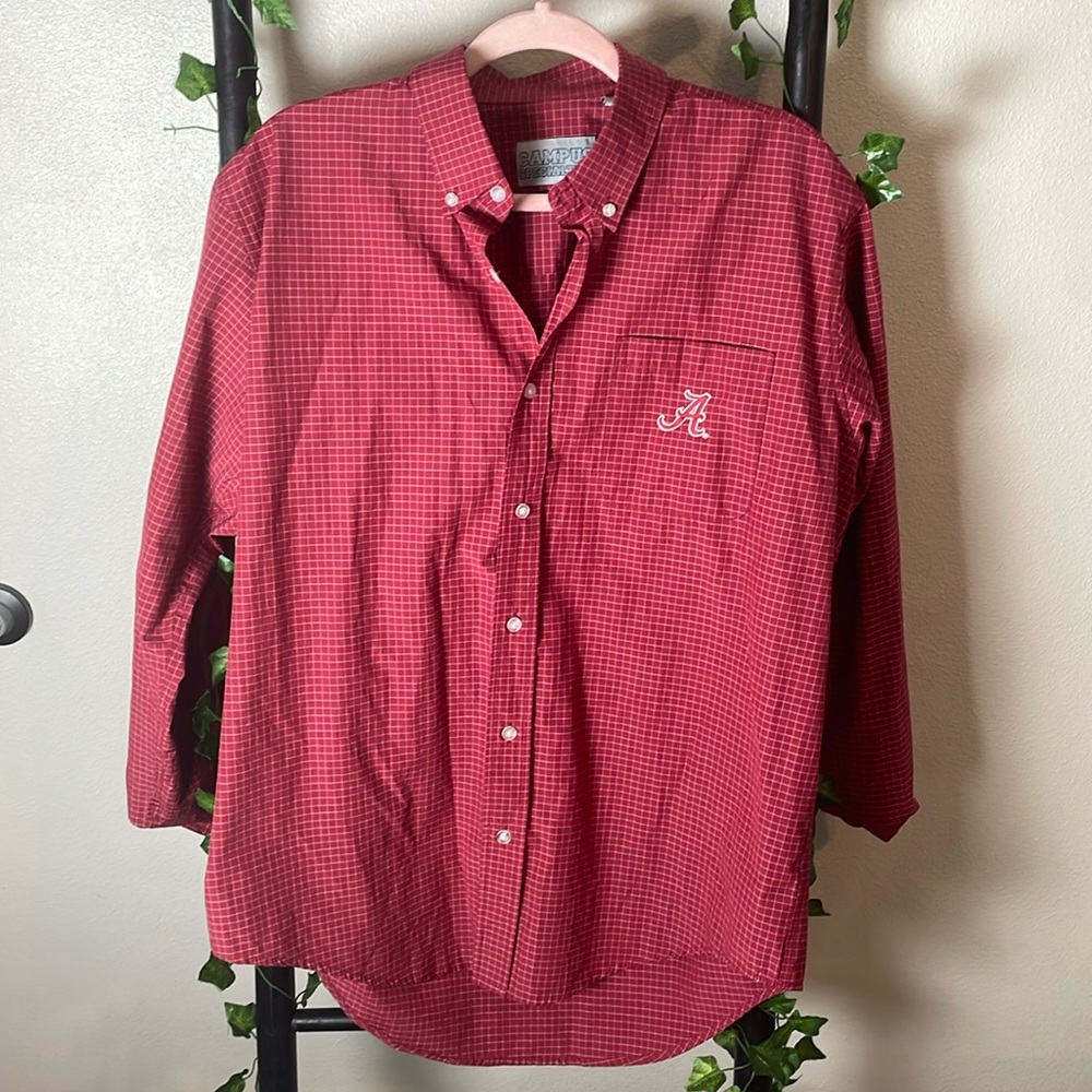 Campus Specialties Alabama Crimson Tide Embroidered Cotton Blend Button Down EUC